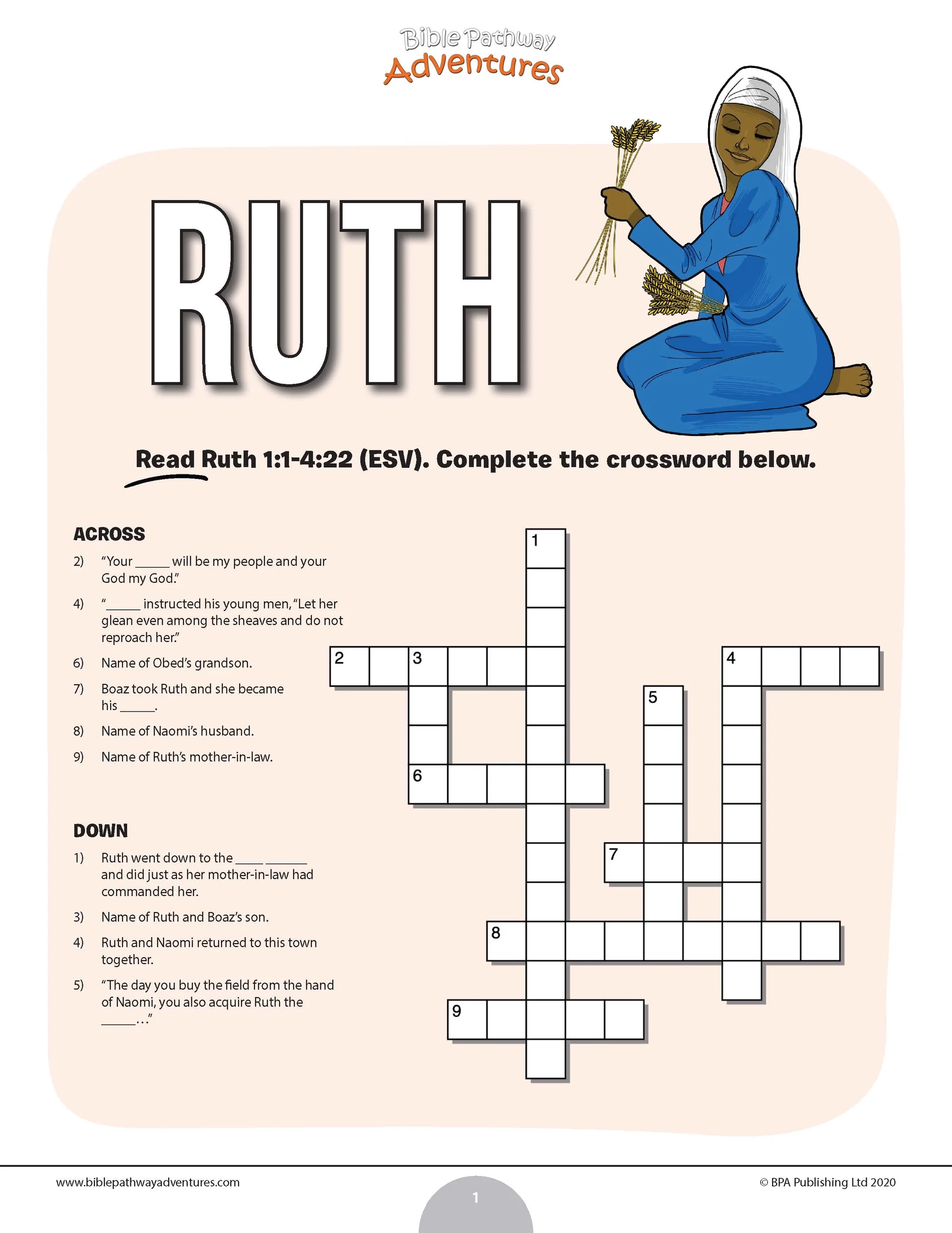 Ruth Crossword Puzzle PDF Bible Pathway Adventures Ruth Crossword Puzzle PDF Bible Pathway Adventures