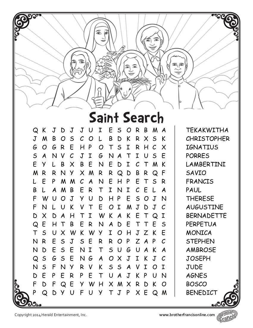Saints Word Search CatholicBrain Saints Word Search CatholicBrain