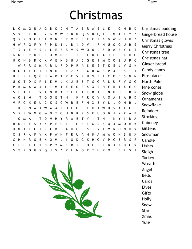 Christmas Word Search Puzzles Printable