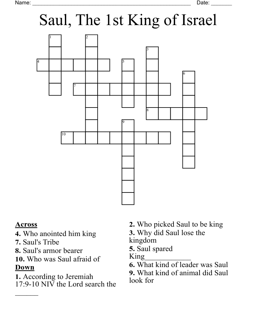 Saul The 1st King Of Israel Crossword WordMint Saul The 1st King Of Israel Crossword WordMint
