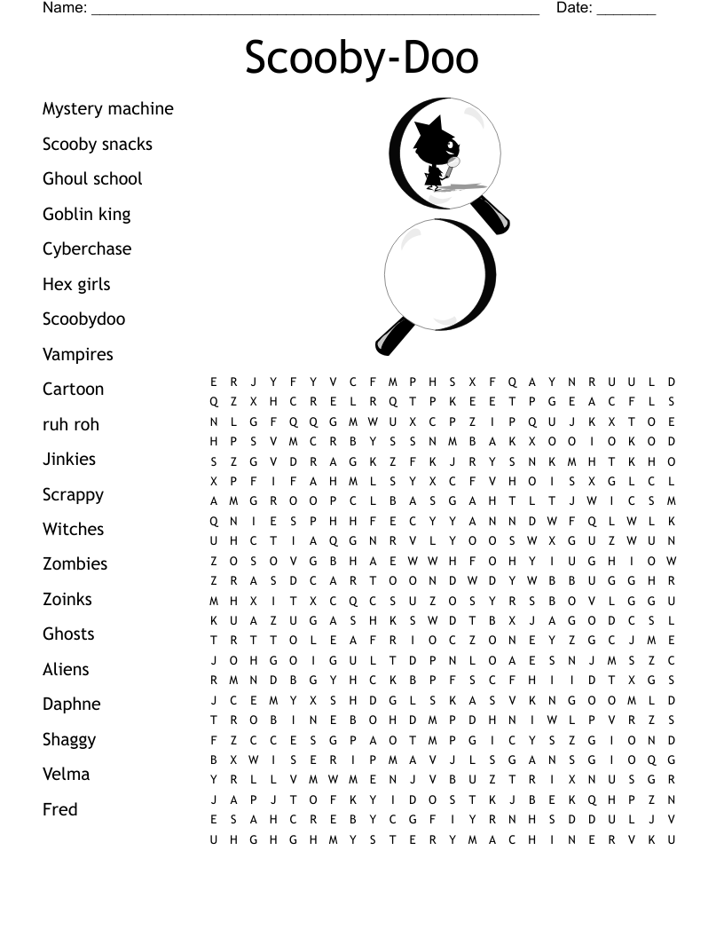 Scooby Doo Word Search WordMint Scooby Doo Word Search WordMint