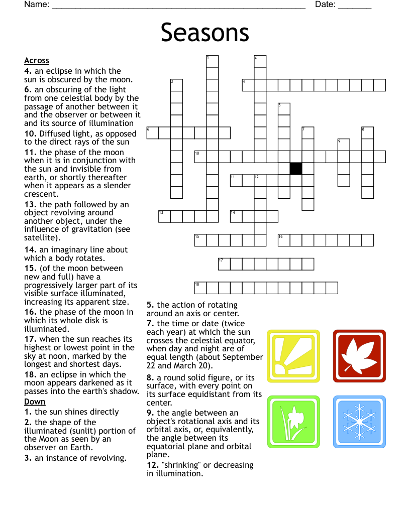 Seasons Crossword Puzzle D WordMint Seasons Crossword Puzzle D WordMint