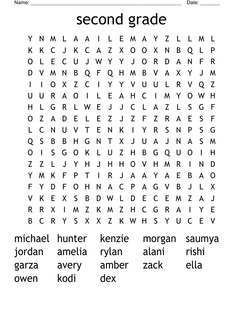 Second Grade Word Search WordMint Second Grade Word Search WordMint