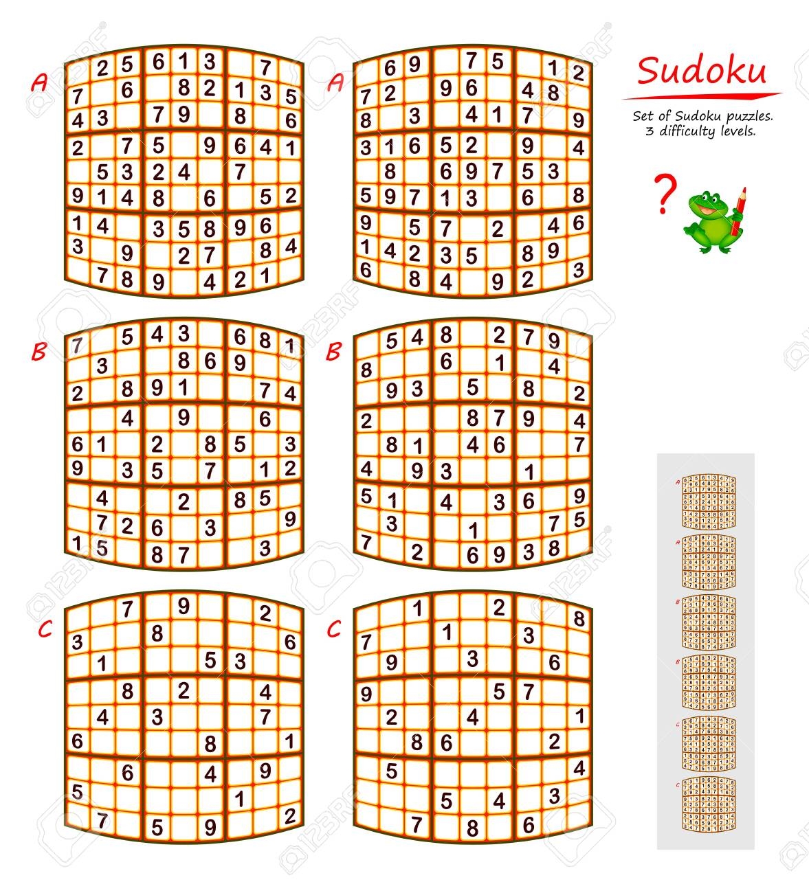 Set Of Funny Sudoku Puzzles 3 Difficulty Levels Logic Game For Children And Adults Printable Page For Kids Brain Teaser Book Developing Counting Skills IQ Training Test Vector Image Royalty Free SVG Set Of Funny Sudoku Puzzles 3 Difficulty Levels Logic Game For Children And Adults Printable Page For Kids Brain Teaser Book Developing Counting Skills IQ Training Test Vector Image Royalty Free SVG