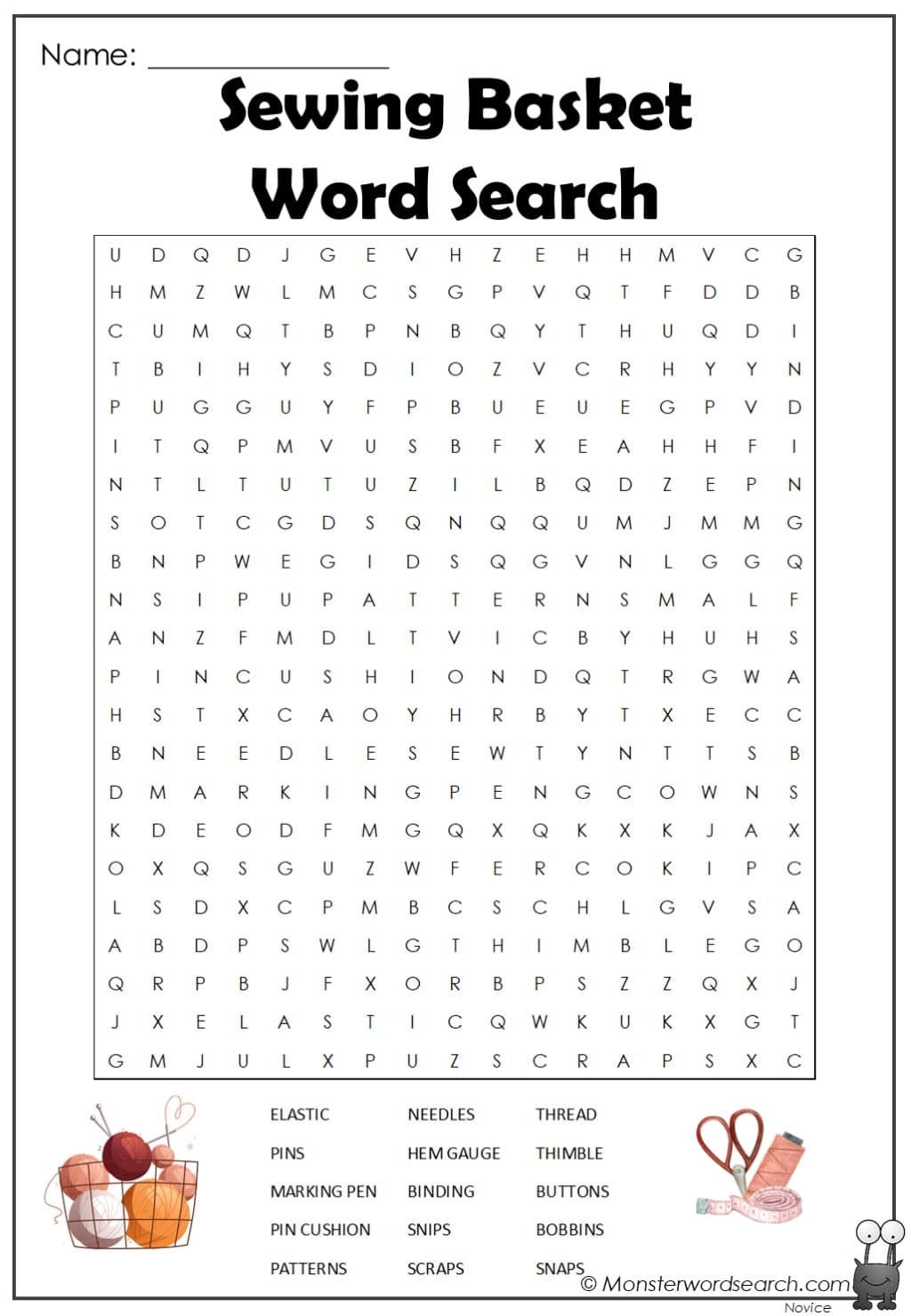 Free Printable Word Search Puzzles Sewing