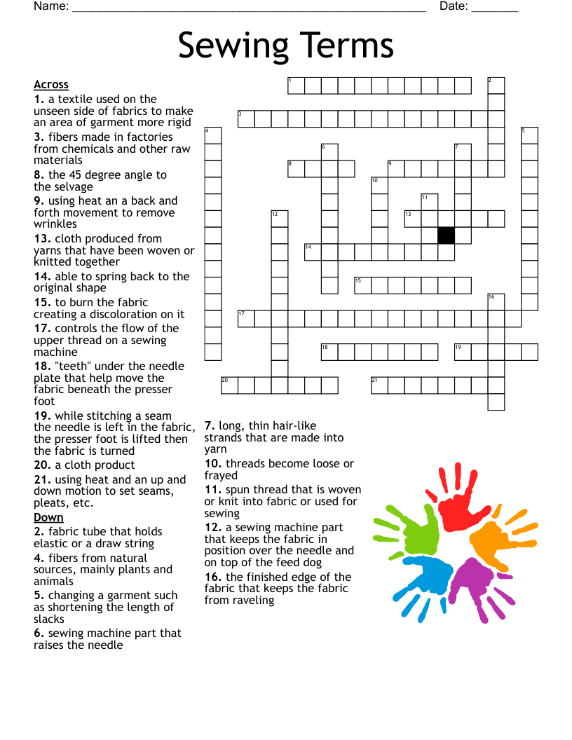 Sewing Terms Crossword WordMint Sewing Terms Crossword WordMint