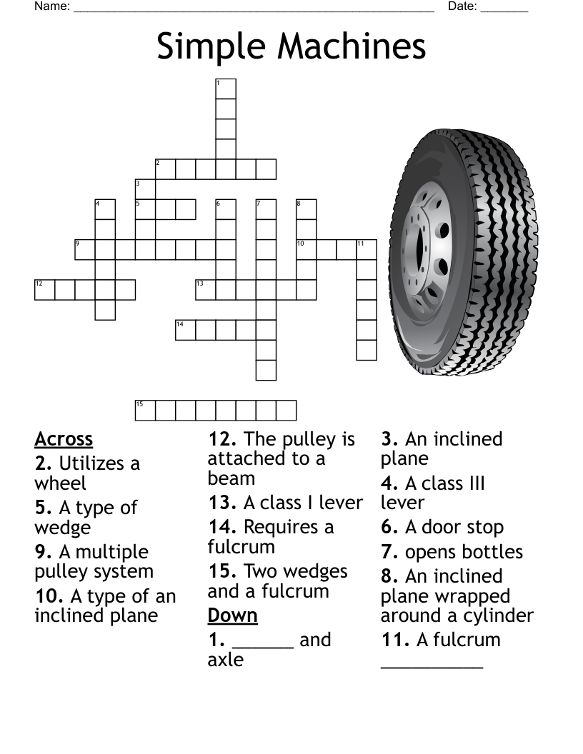 Simple Machines Crossword WordMint Simple Machines Crossword WordMint