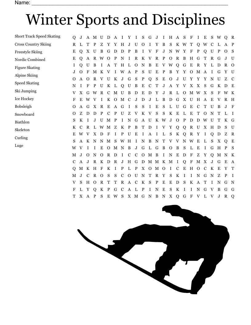 Skiing Crossword WordMint