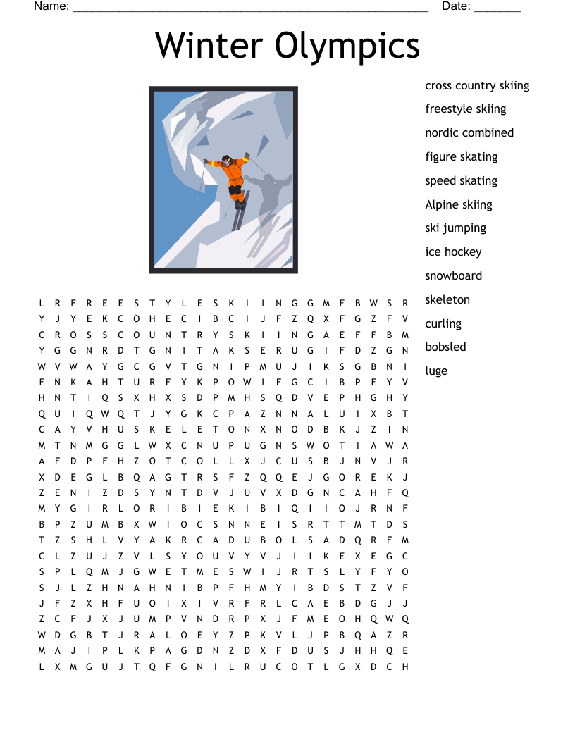 Skiing Crossword WordMint