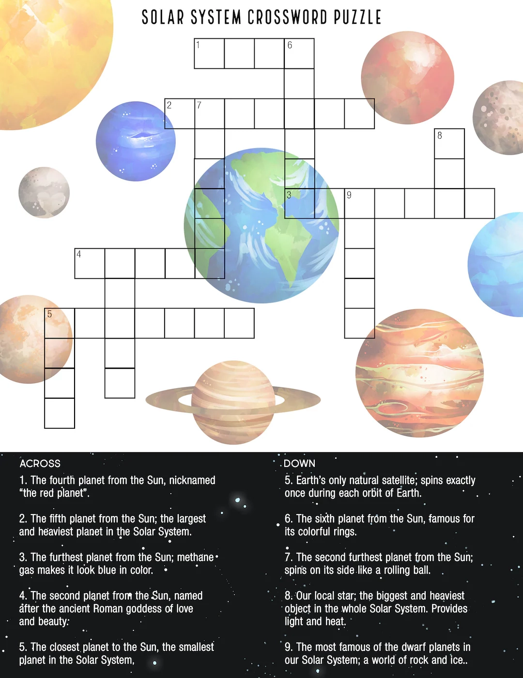 Astronomy Crossword Puzzles Printables Astronomy Crossword Puzzles Printables