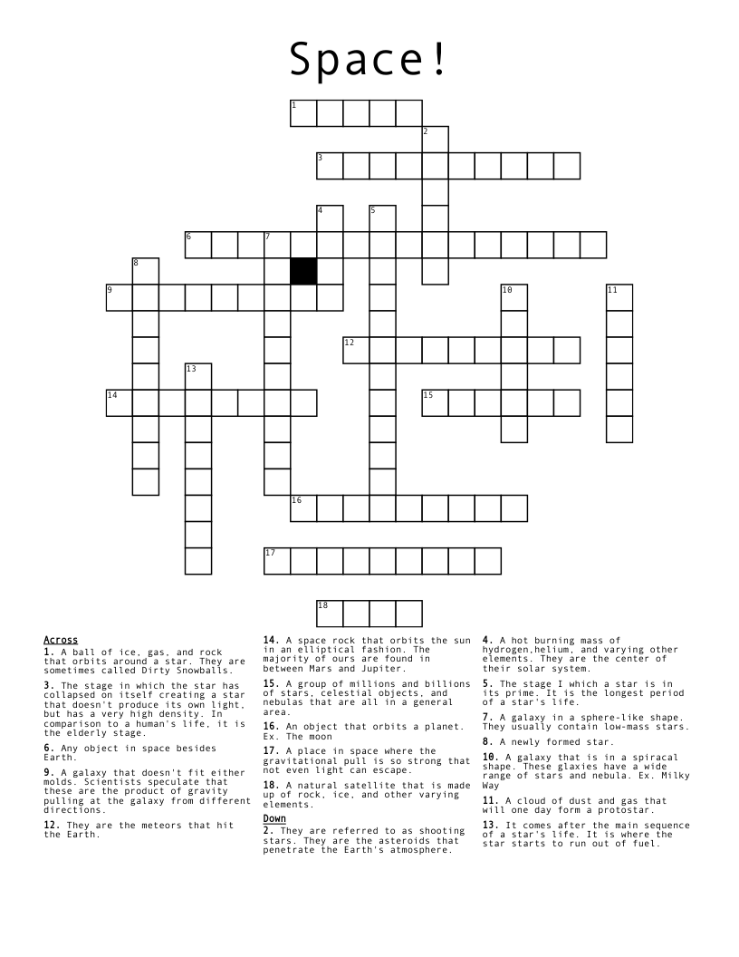 Space Crossword WordMint Space Crossword WordMint