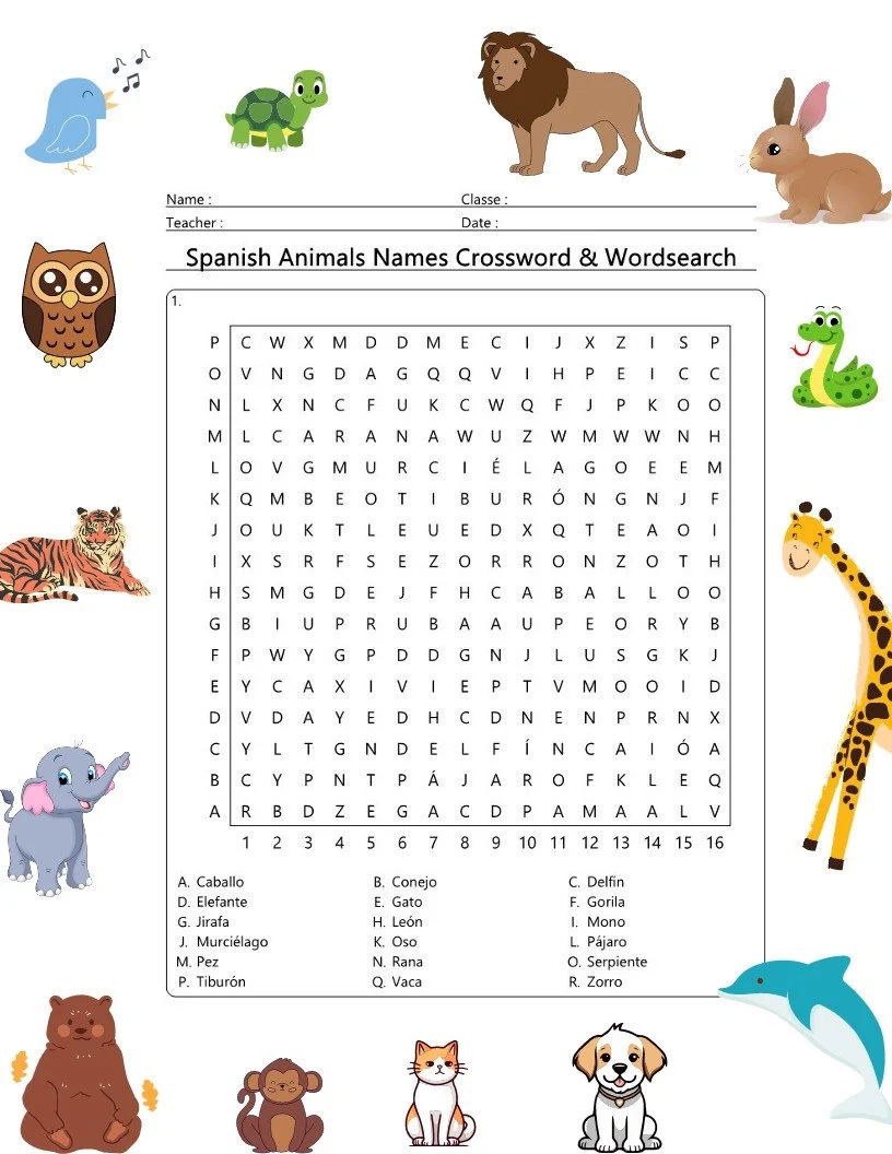 Spanish Animal Names Nombres De Animales Sopa De Letras Y Crucigrama Espa ol Crossword Wordsearch Printable Spanish Puzzles Learn Spanish Etsy Spanish Animal Names Nombres De Animales Sopa De Letras Y Crucigrama Espa ol Crossword Wordsearch Printable Spanish Puzzles Learn Spanish Etsy