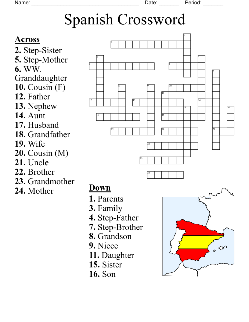 Crossword Puzzles Spanish Printable