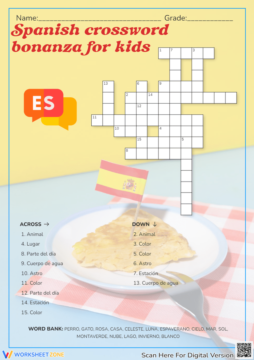 Easy Spanish Crossword Puzzles Printable