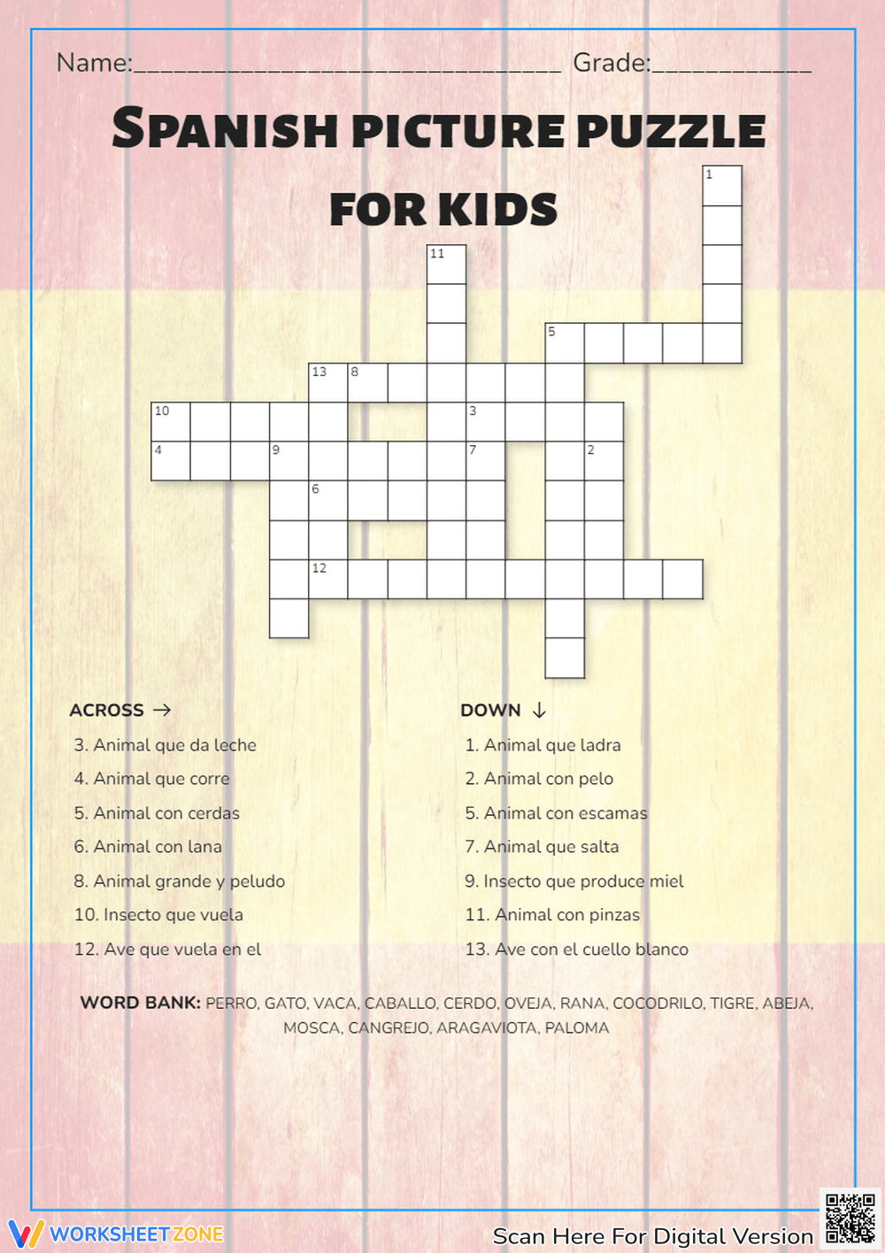 Spanish Crossword Puzzle Worksheets 2025 Spanish Crossword Puzzle Worksheets 2025