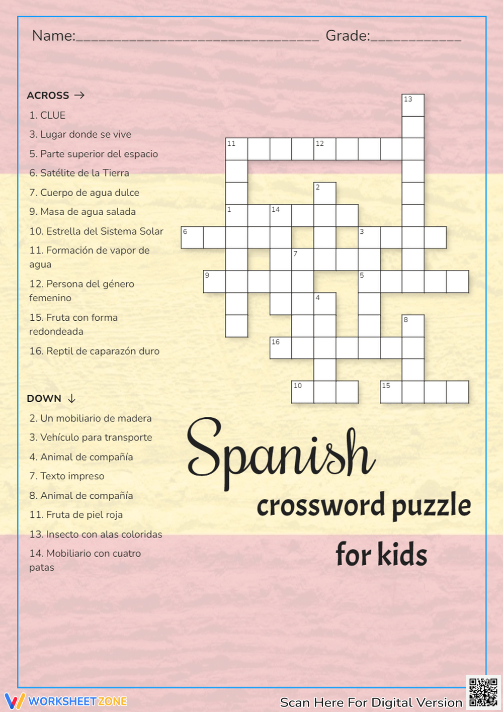 Spanish Crossword Puzzle Worksheets 2025 Spanish Crossword Puzzle Worksheets 2025