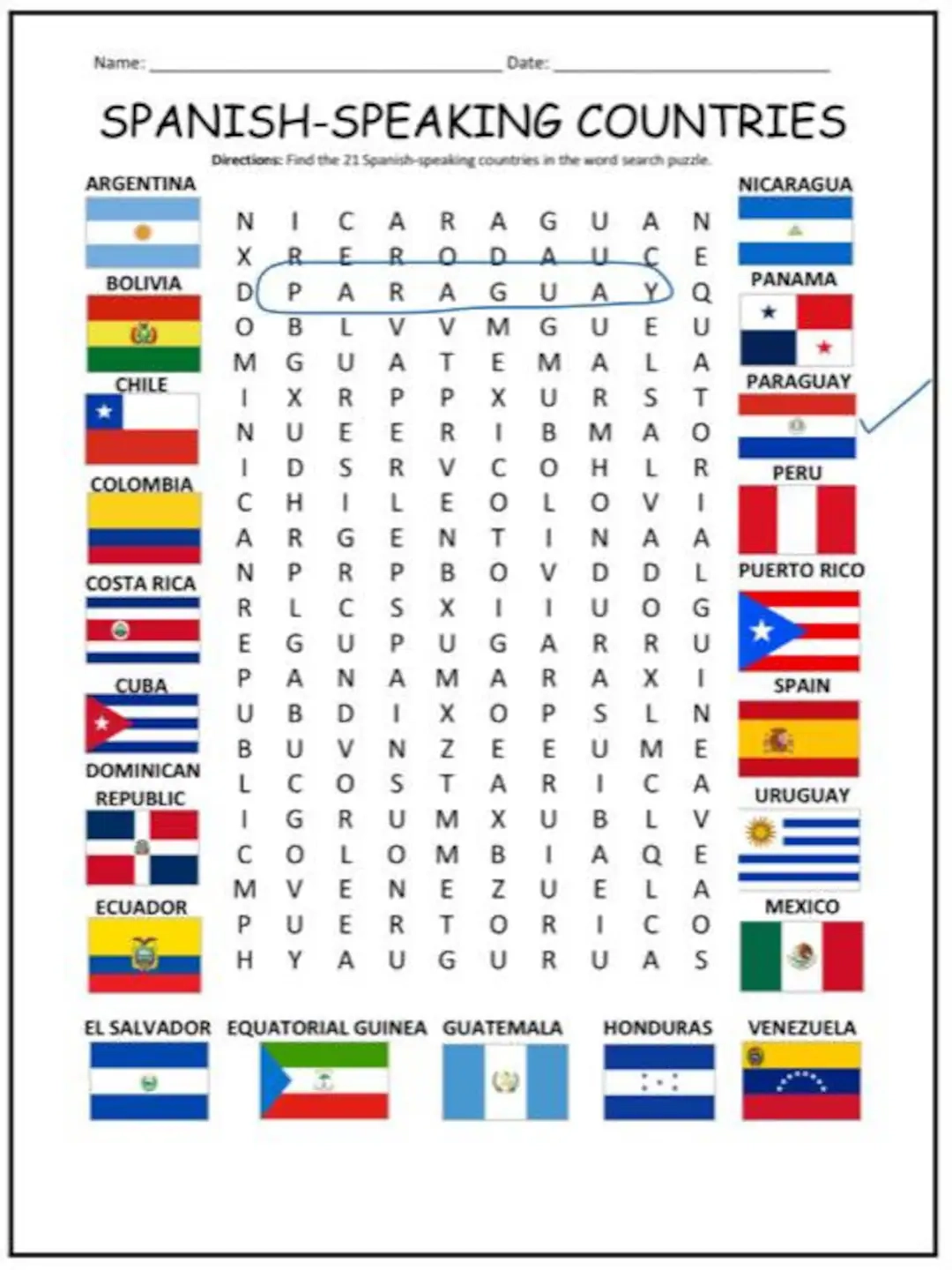 Spanish Speaking Countries Printable Word Search Puzzle Etsy Spanish Speaking Countries Printable Word Search Puzzle Etsy