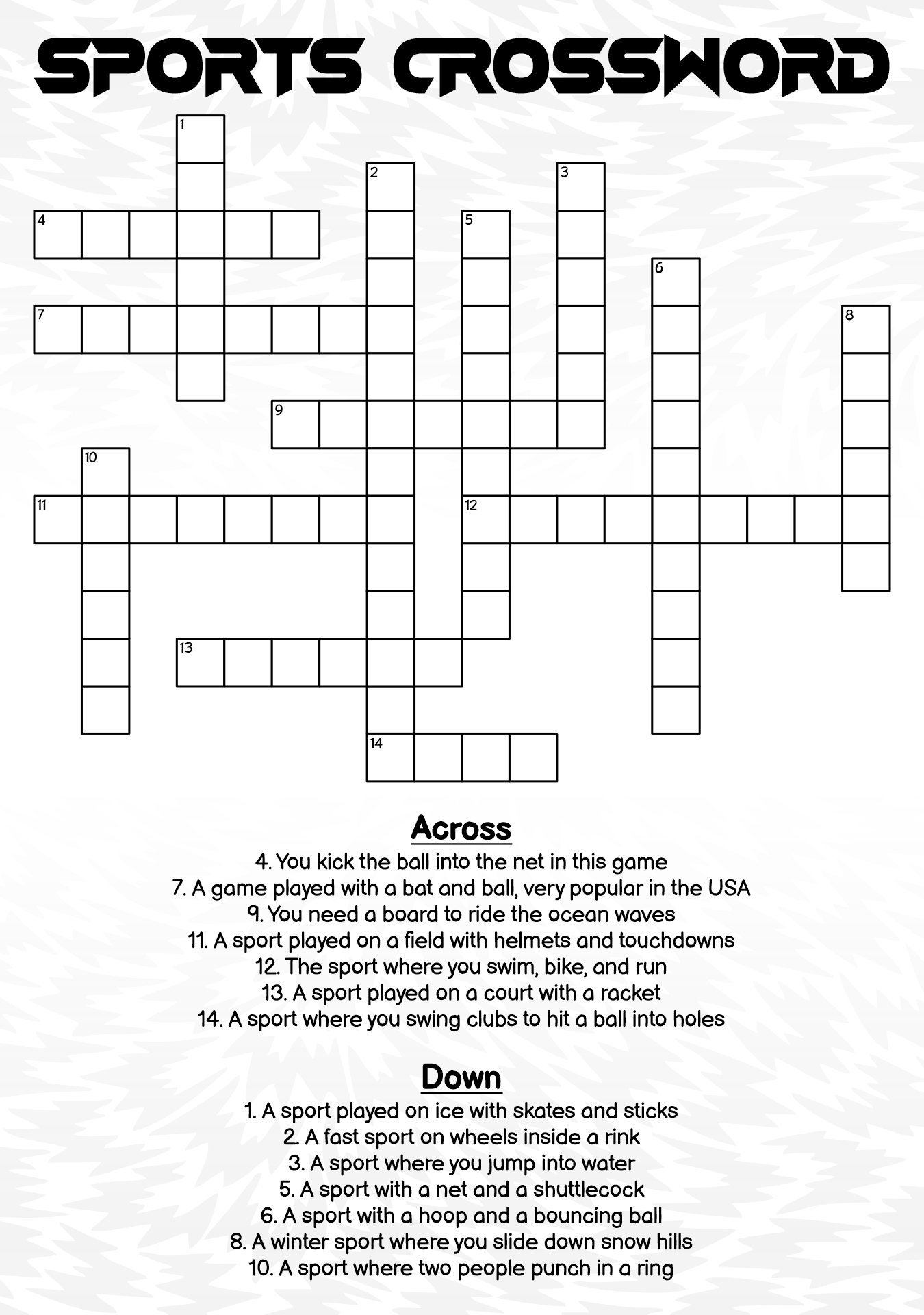 Sport Crossword 10 Free PDF Printables Printablee Sport Crossword 10 Free PDF Printables Printablee