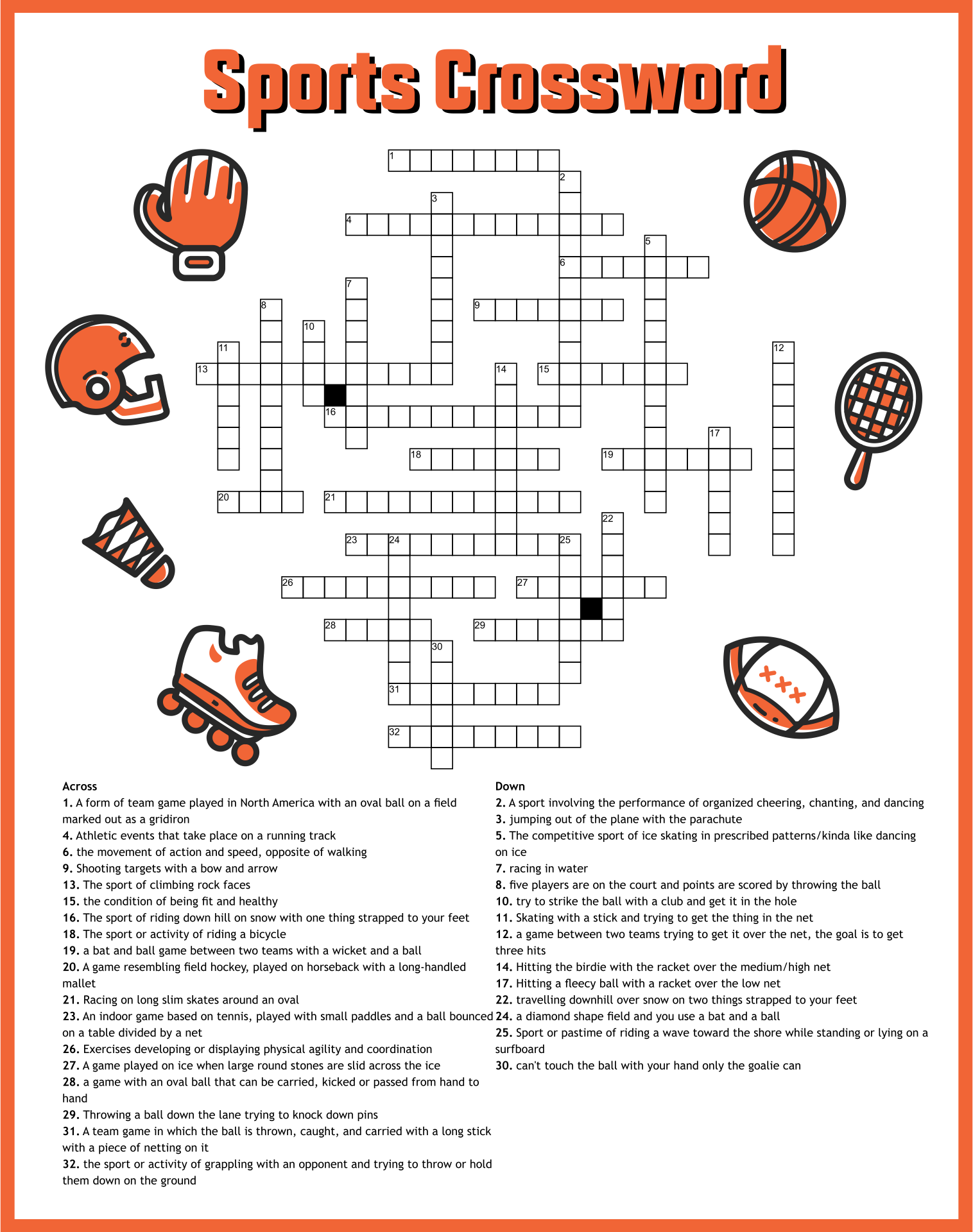 Sport Crossword 10 Free PDF Printables Printablee Sport Crossword 10 Free PDF Printables Printablee