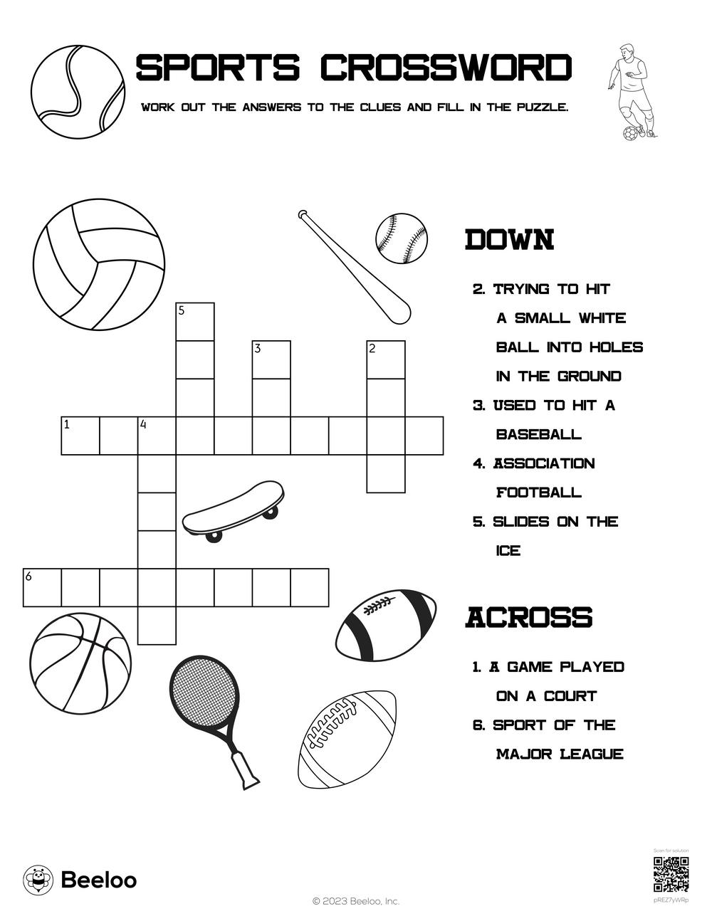 Sports Crossword Beeloo Printable Crafts And Activities For Kids Sports Crossword Beeloo Printable Crafts And Activities For Kids
