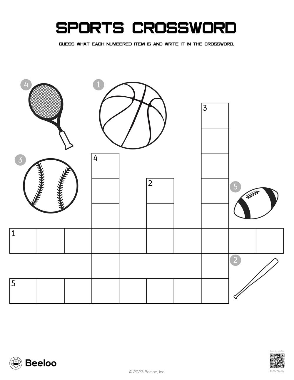Sports Crossword Beeloo Printable Crafts And Activities For Kids Sports Crossword Beeloo Printable Crafts And Activities For Kids