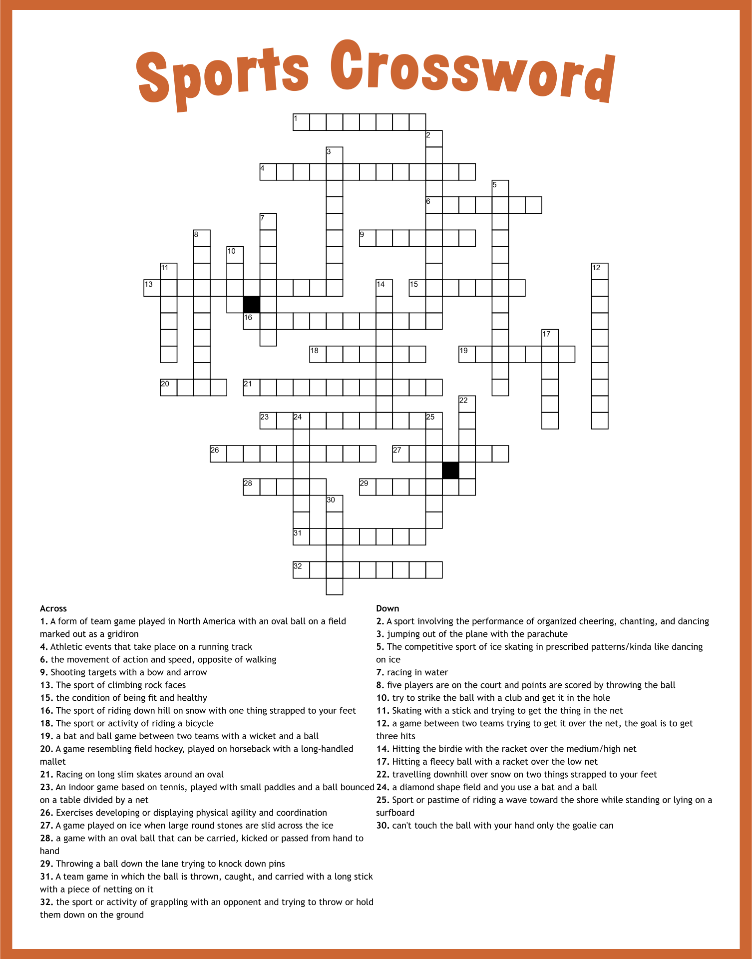 Sports Crossword Puzzle Beeloo Printable Crafts And Activities Worksheets Library Sports Crossword Puzzle Beeloo Printable Crafts And Activities Worksheets Library