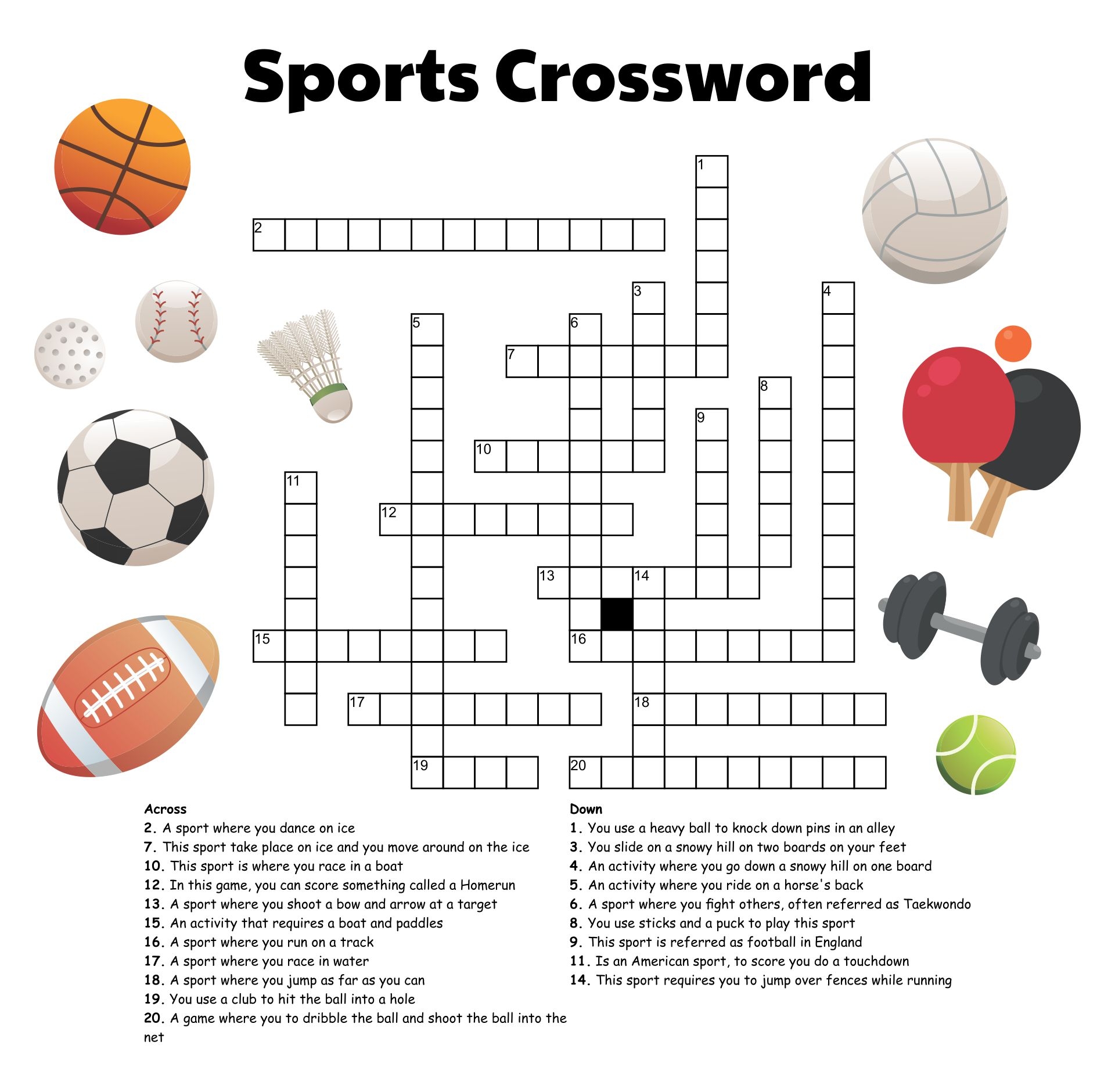 Sports Crossword Puzzle To Print Treasure Hunt 4 Kids Worksheets Library Sports Crossword Puzzle To Print Treasure Hunt 4 Kids Worksheets Library