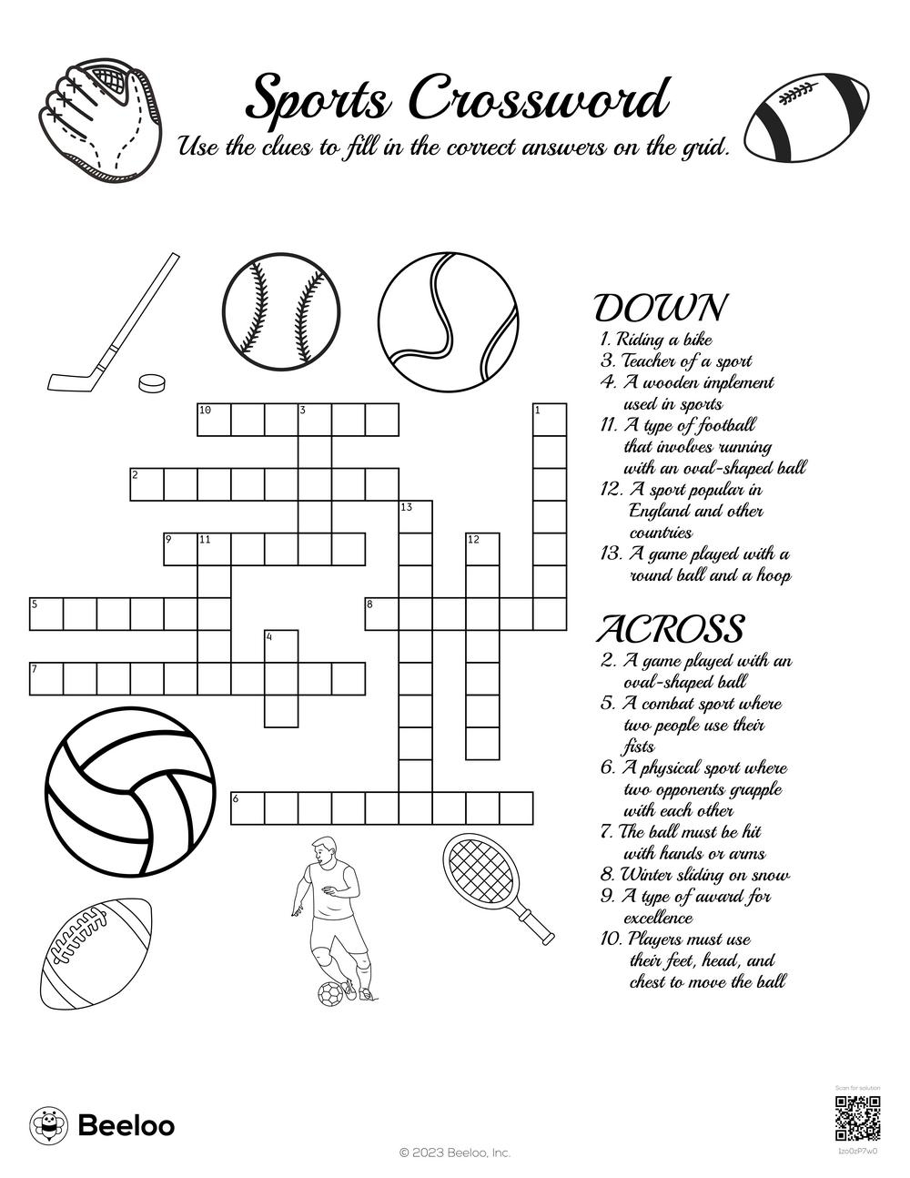 Free Printable Sports Themed Crossword Puzzles Free Printable Sports Themed Crossword Puzzles