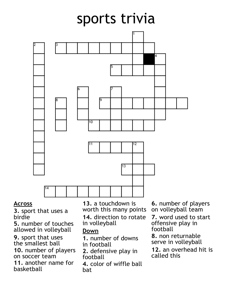 Sports Trivia Crossword WordMint Sports Trivia Crossword WordMint