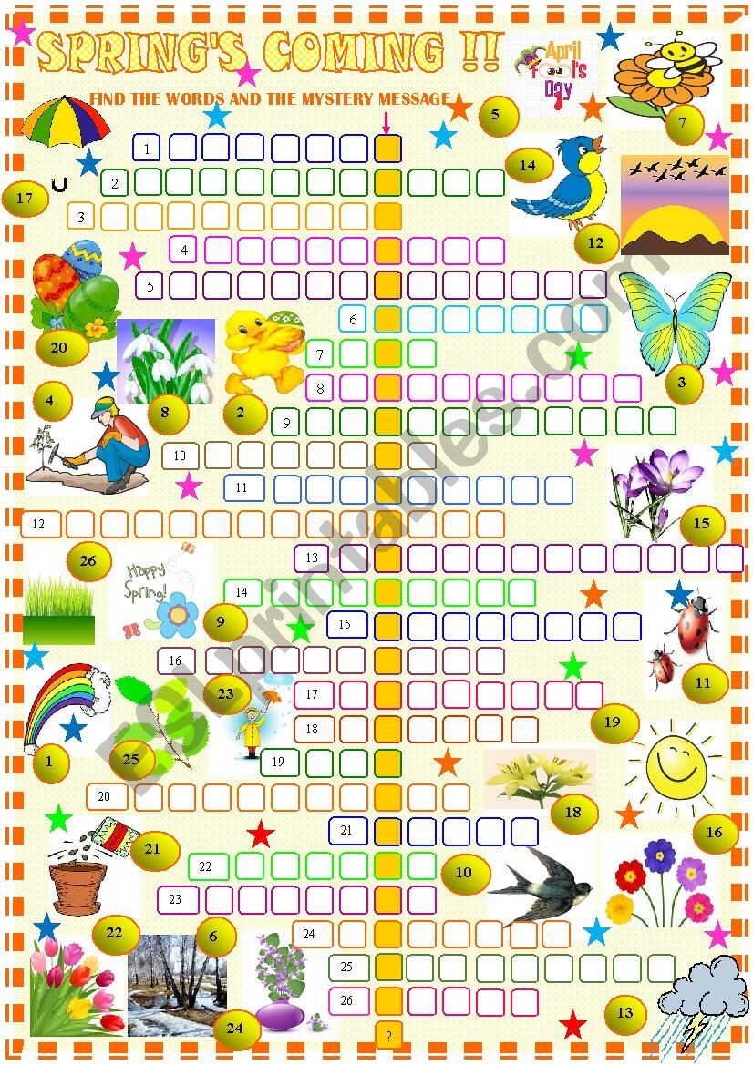 Spring Crossword Puzzles Printable Spring Crossword Puzzles Printable