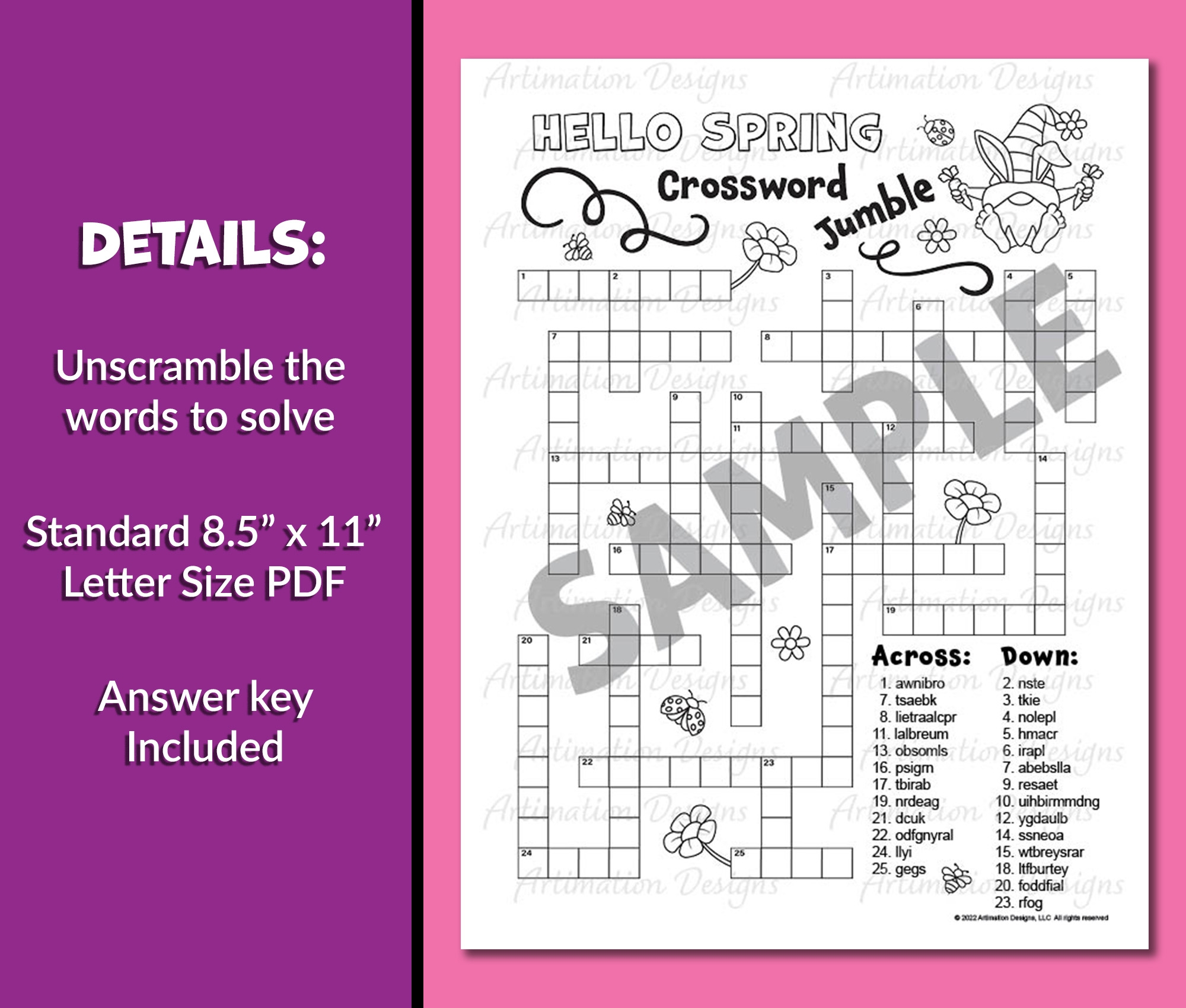 Spring Crossword Puzzle Word Scramble Printable Word Jumble Game Classful Spring Crossword Puzzle Word Scramble Printable Word Jumble Game Classful