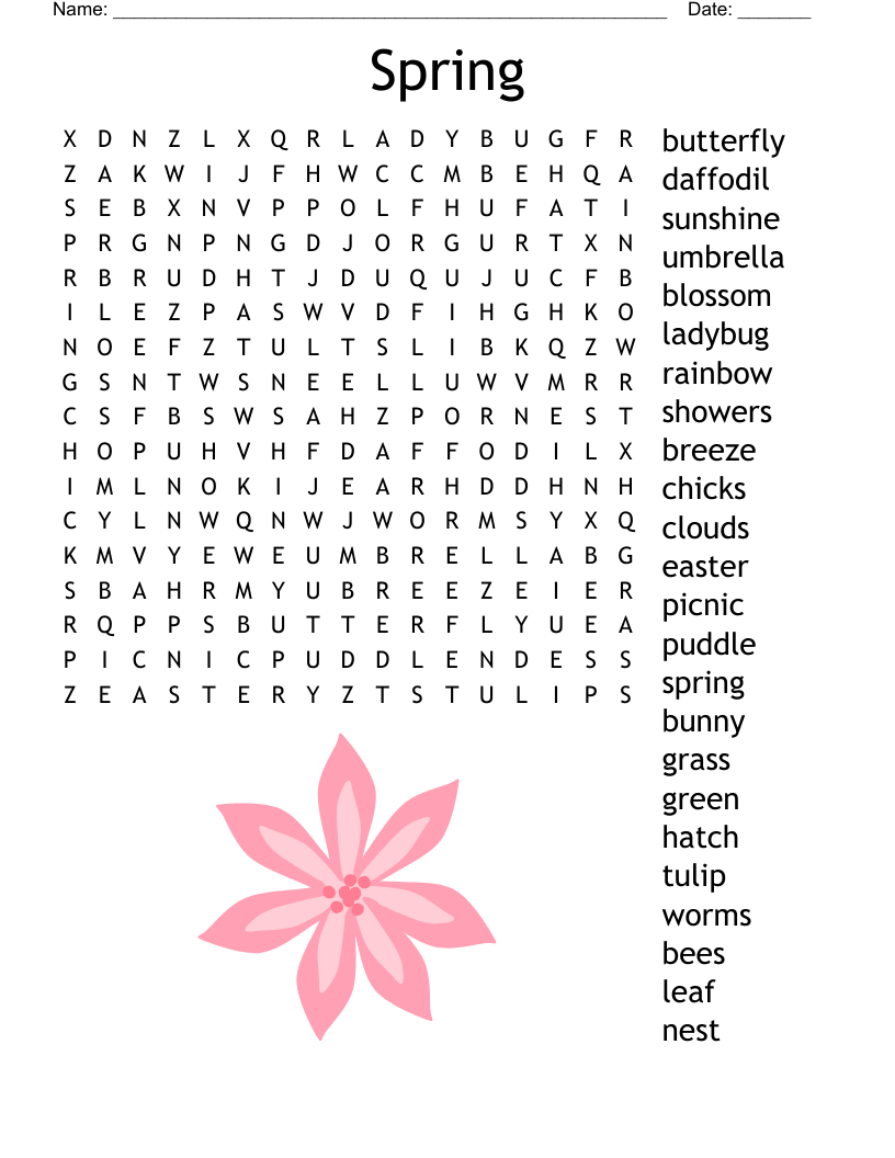 Spring Crossword Puzzle WordMint Spring Crossword Puzzle WordMint