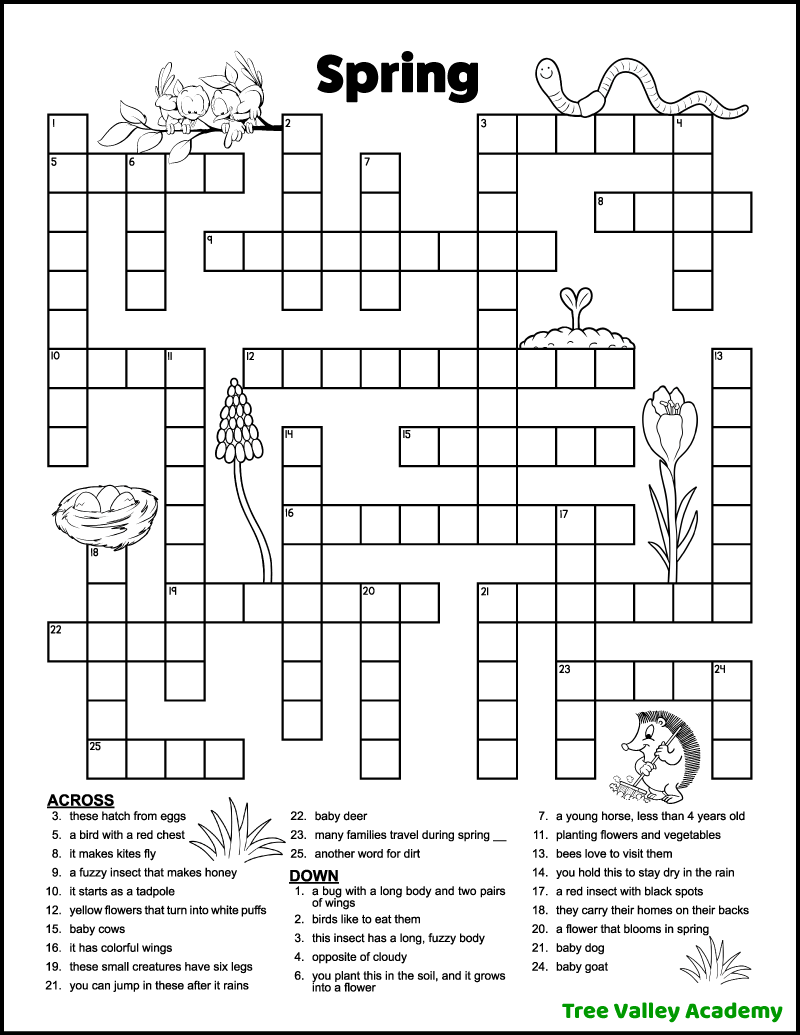 3rd Grade Crossword Puzzles Printable