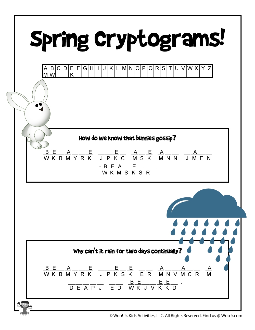 Printable Cryptogram Puzzles