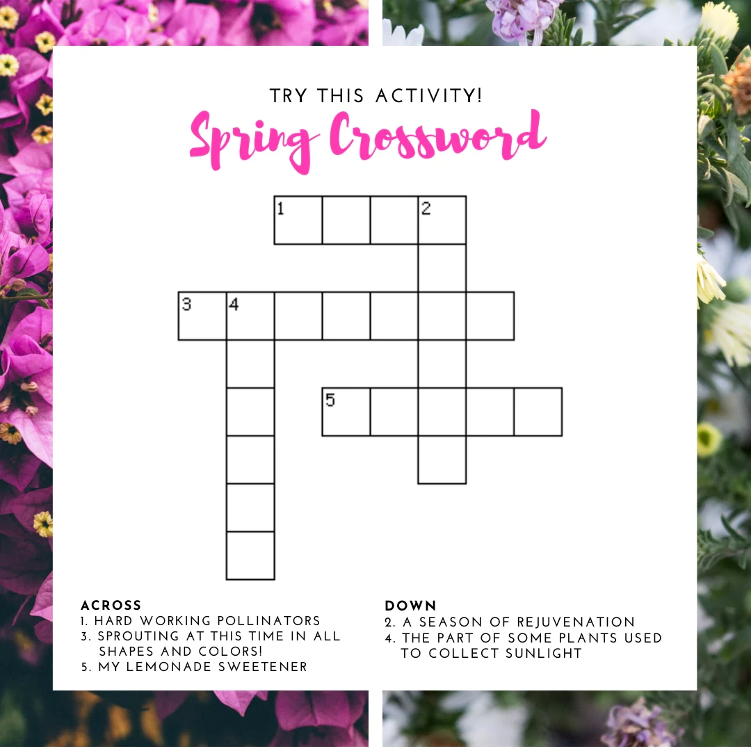 Spring Has Sprung Crossword Puzzle Me The Bees Lemonade Spring Has Sprung Crossword Puzzle Me The Bees Lemonade