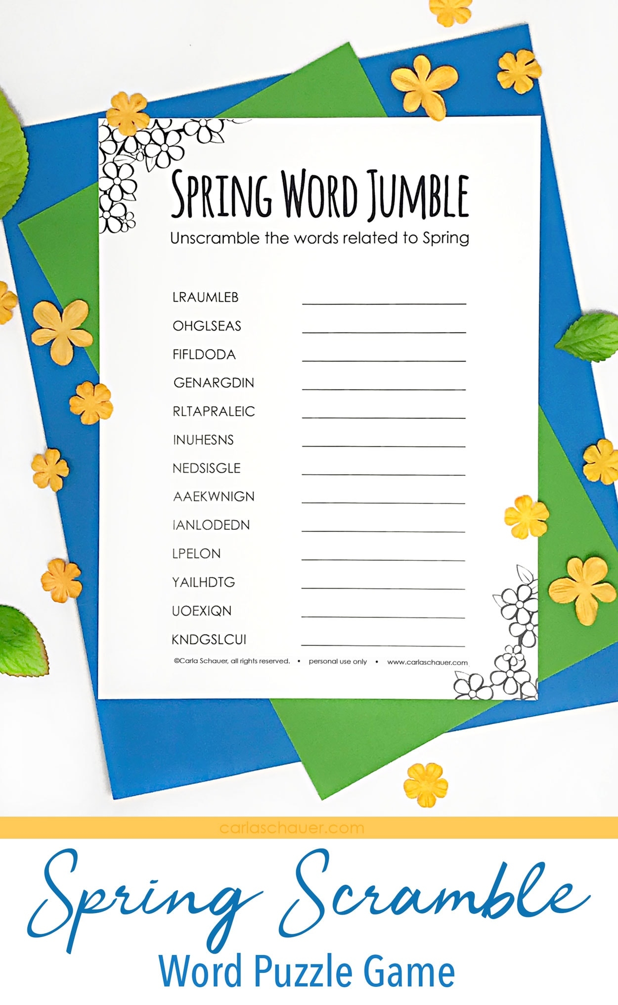 Spring Word Scramble Printable Carla Schauer Designs Spring Word Scramble Printable Carla Schauer Designs