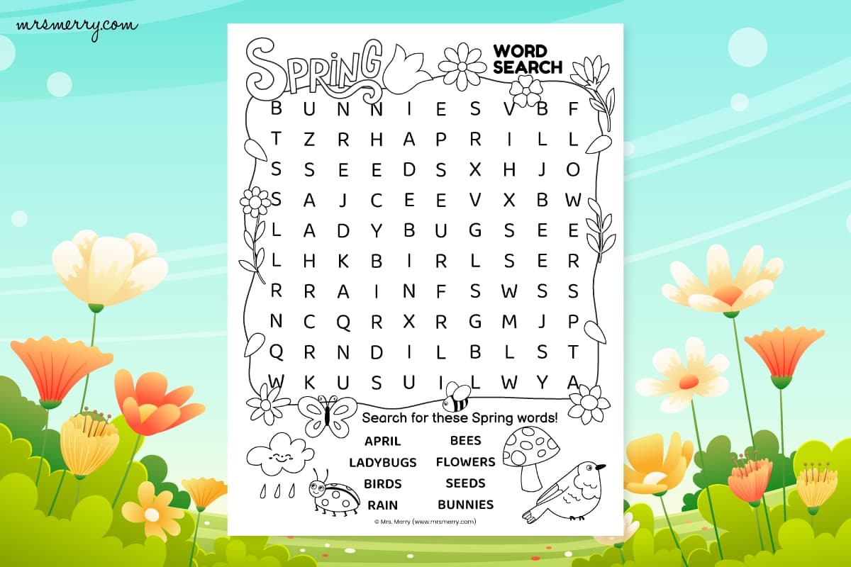 Spring Word Search Puzzle Free Printable Mrs Merry Spring Word Search Puzzle Free Printable Mrs Merry