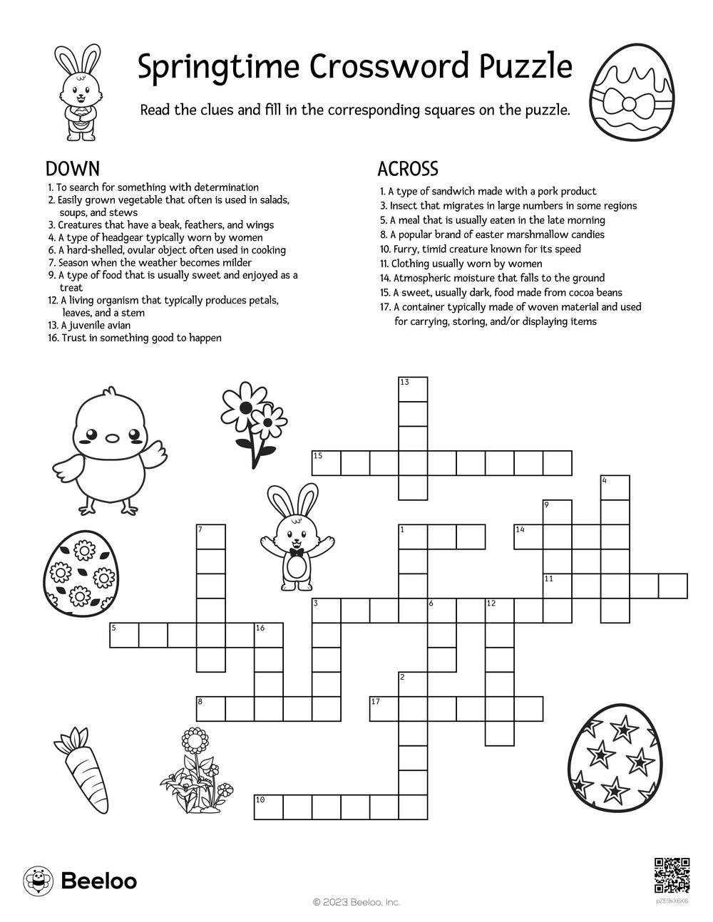 Springtime Crossword Puzzle Beeloo Printable Crafts And Activities For Kids Springtime Crossword Puzzle Beeloo Printable Crafts And Activities For Kids