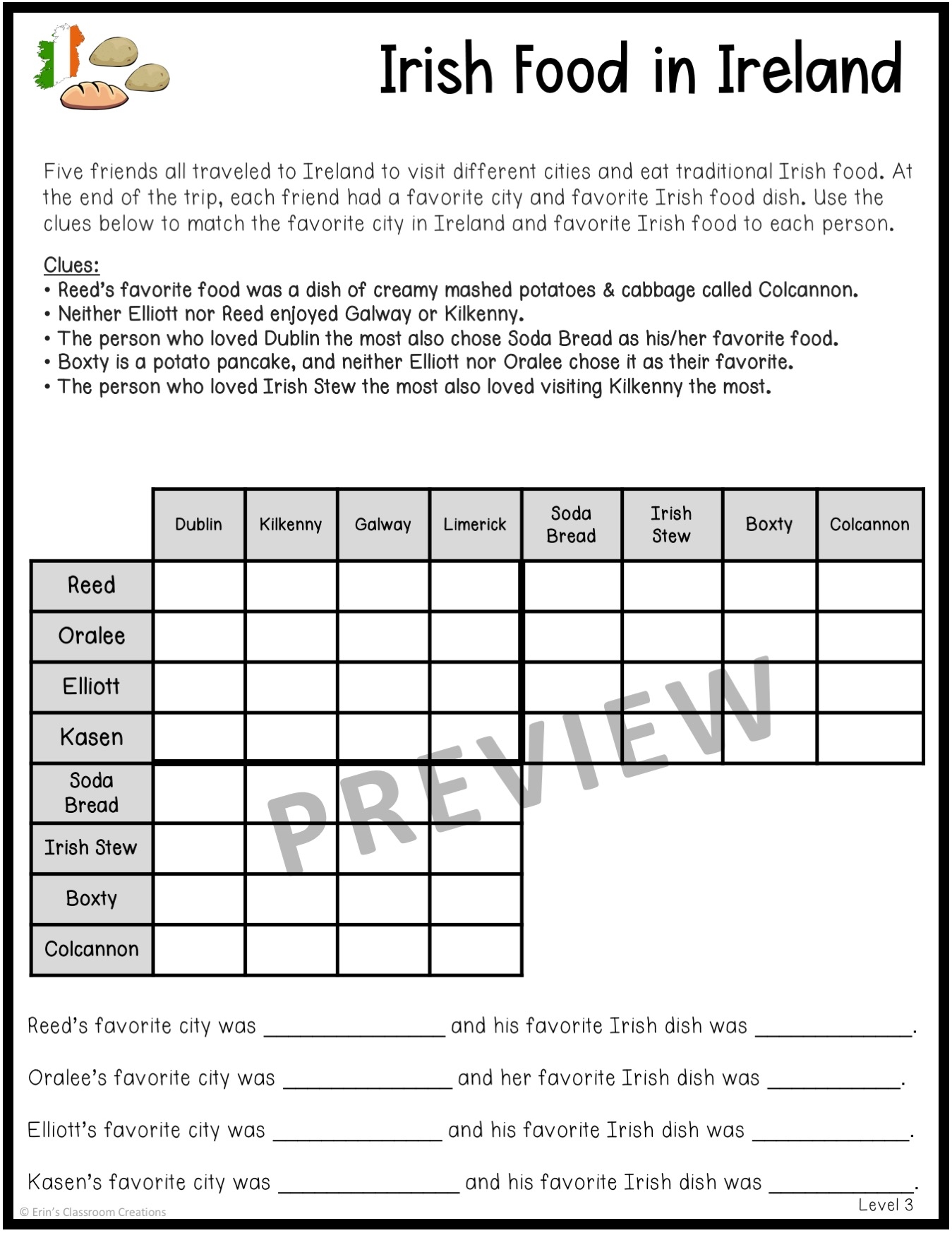 St Patrick s Day Logic Puzzles Made By Teachers St Patrick s Day Logic Puzzles Made By Teachers
