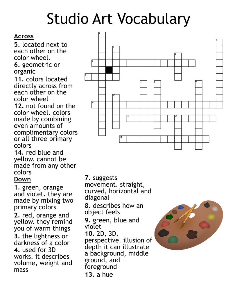 Studio Art Vocabulary Crossword WordMint Studio Art Vocabulary Crossword WordMint