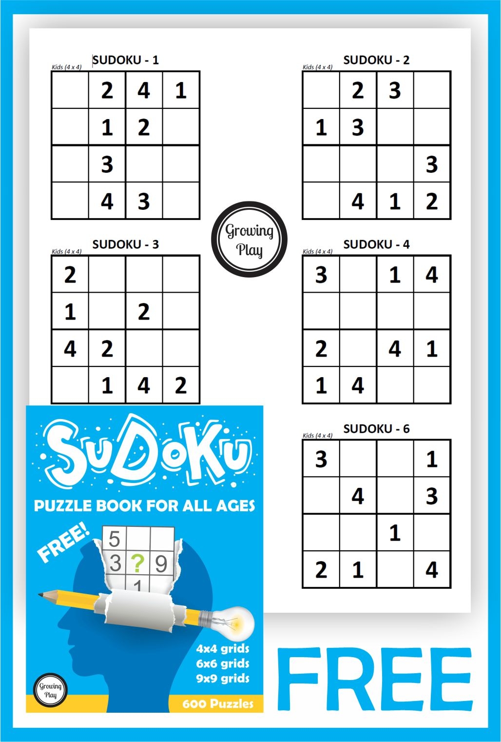 Sudoku For Kids Printable PDF FREE Growing Play Sudoku For Kids Printable PDF FREE Growing Play