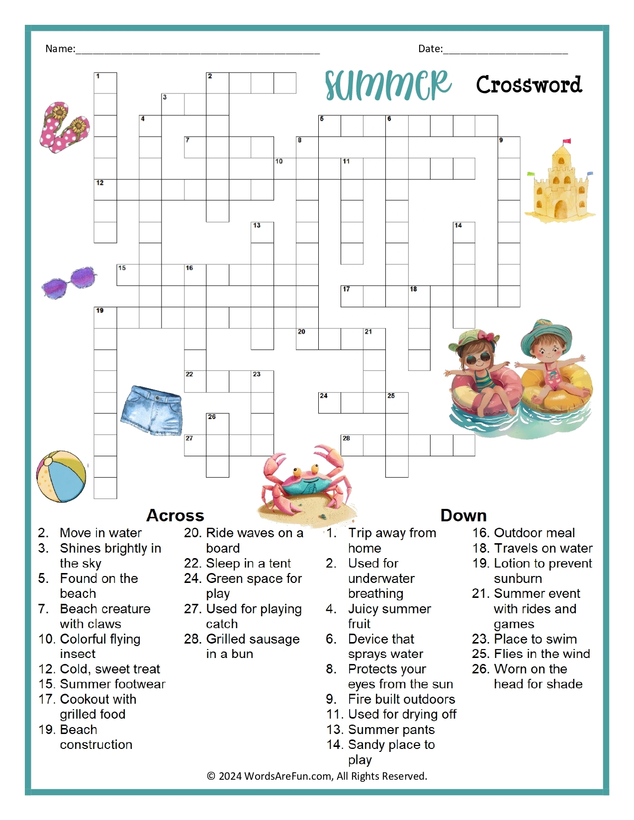 summer crossword puzzle