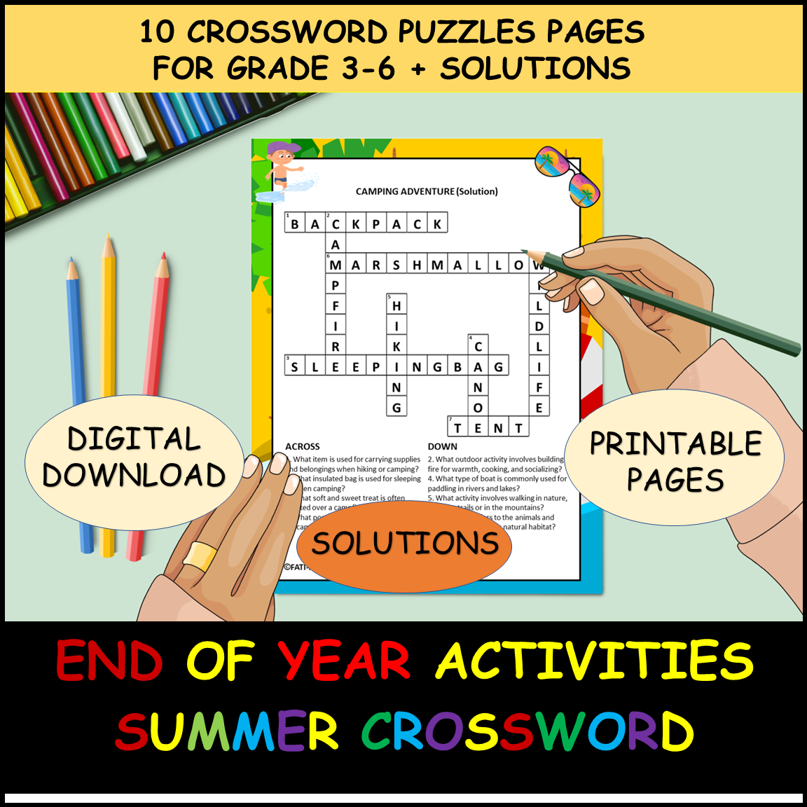 Summer Crossword Puzzle 10 Fun End Of The Year Activities Grd3 6 Printable Pages Made By Teachers Summer Crossword Puzzle 10 Fun End Of The Year Activities Grd3 6 Printable Pages Made By Teachers