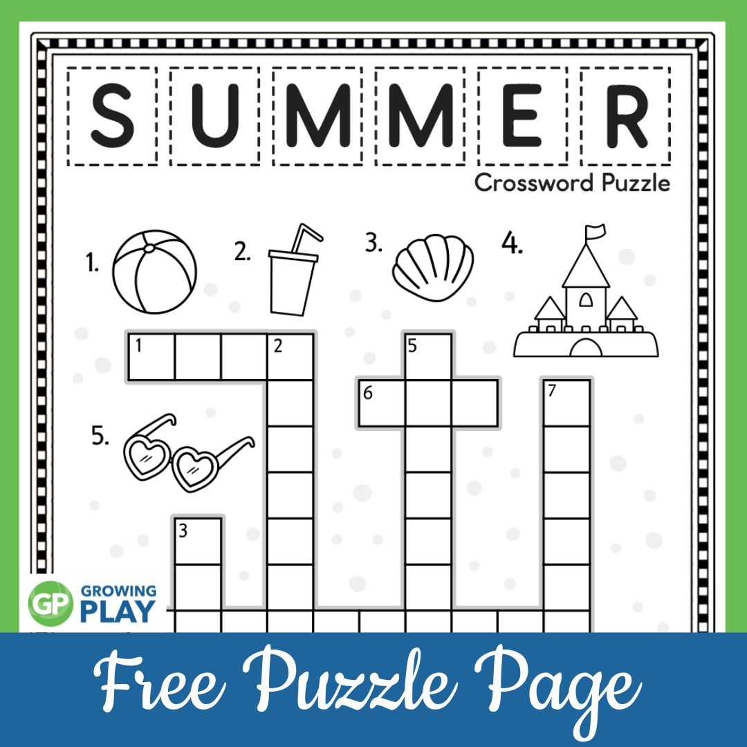 Summer Crossword Puzzle Free Printable Growing Play Summer Crossword Puzzle Free Printable Growing Play