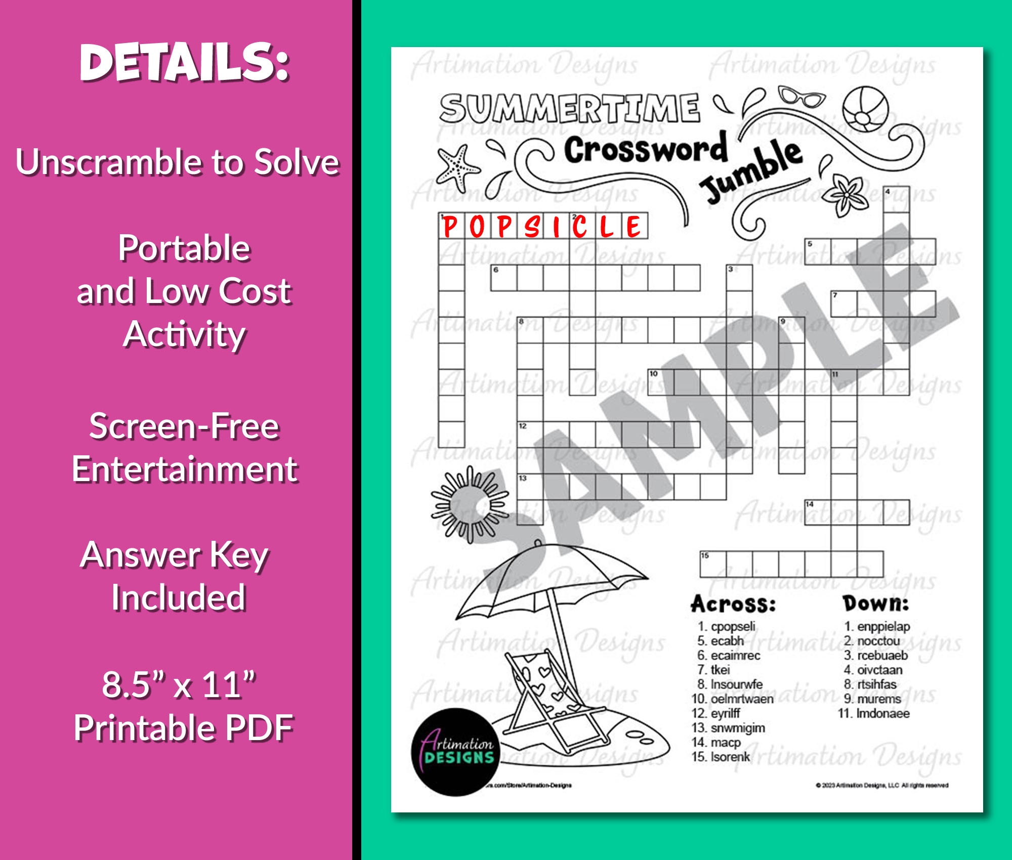 Summer Crossword Puzzle Word Scramble Printable Word Jumble Game Classful Summer Crossword Puzzle Word Scramble Printable Word Jumble Game Classful