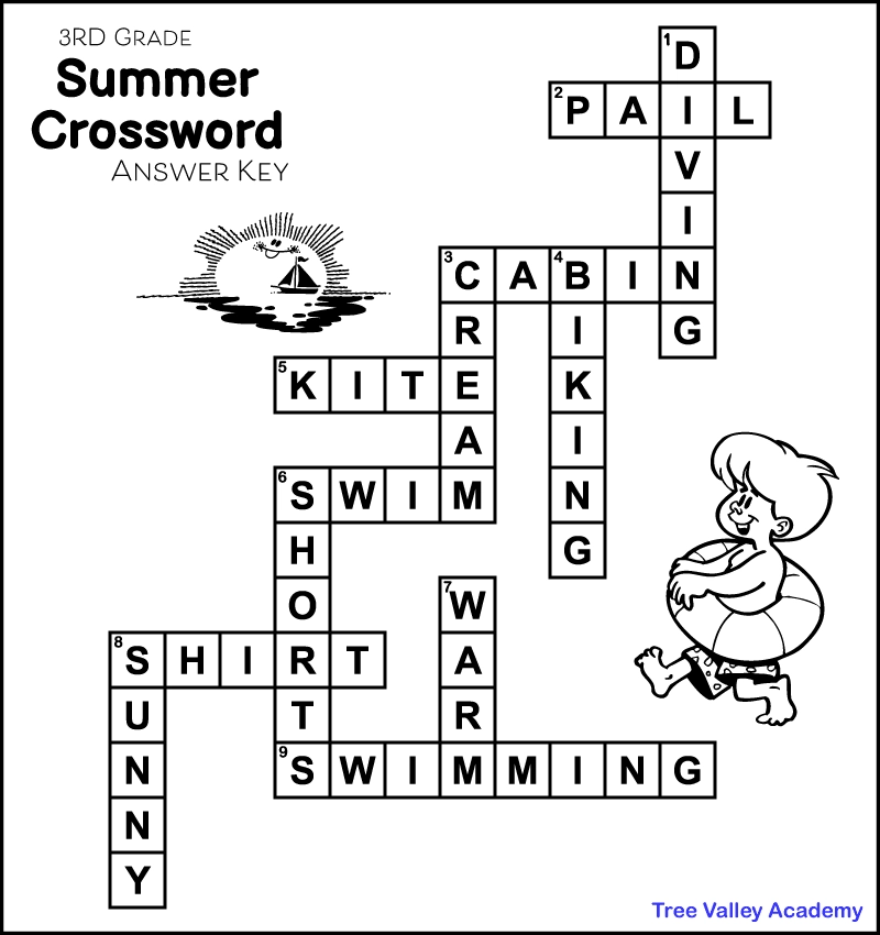 Summer Crossword Puzzles For Kids Tree Valley Academy Summer Crossword Puzzles For Kids Tree Valley Academy