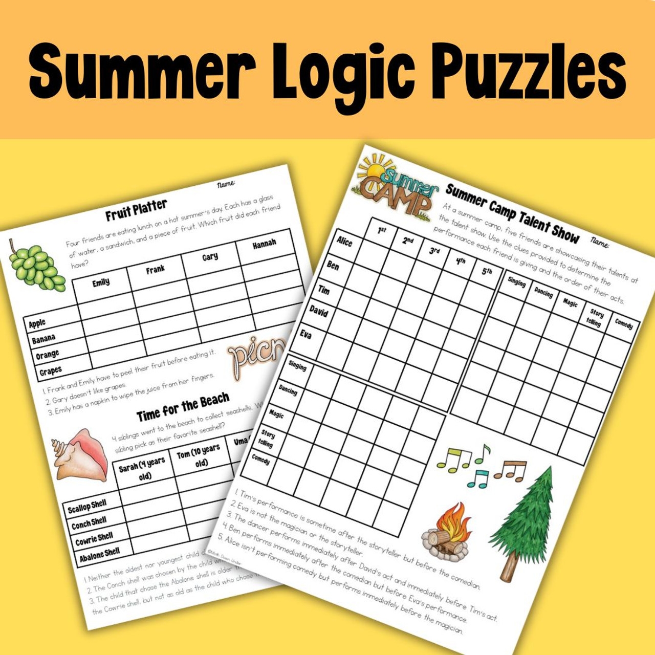 Summer Math Logic Puzzles Easy Amped Up Learning Summer Math Logic Puzzles Easy Amped Up Learning