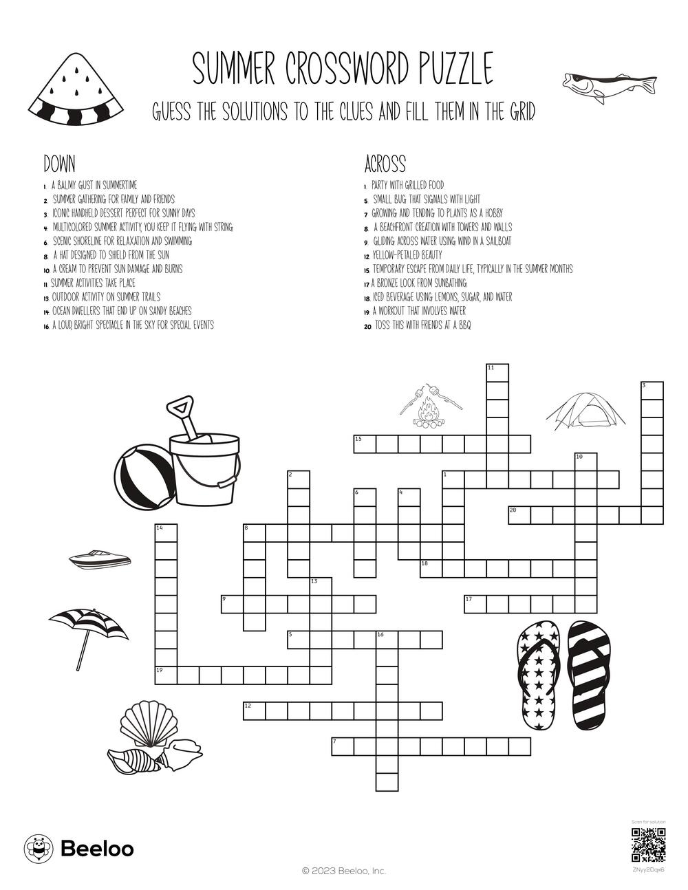 Summer themed Crossword Puzzles Beeloo Printable Crafts And Activities For Kids Summer themed Crossword Puzzles Beeloo Printable Crafts And Activities For Kids
