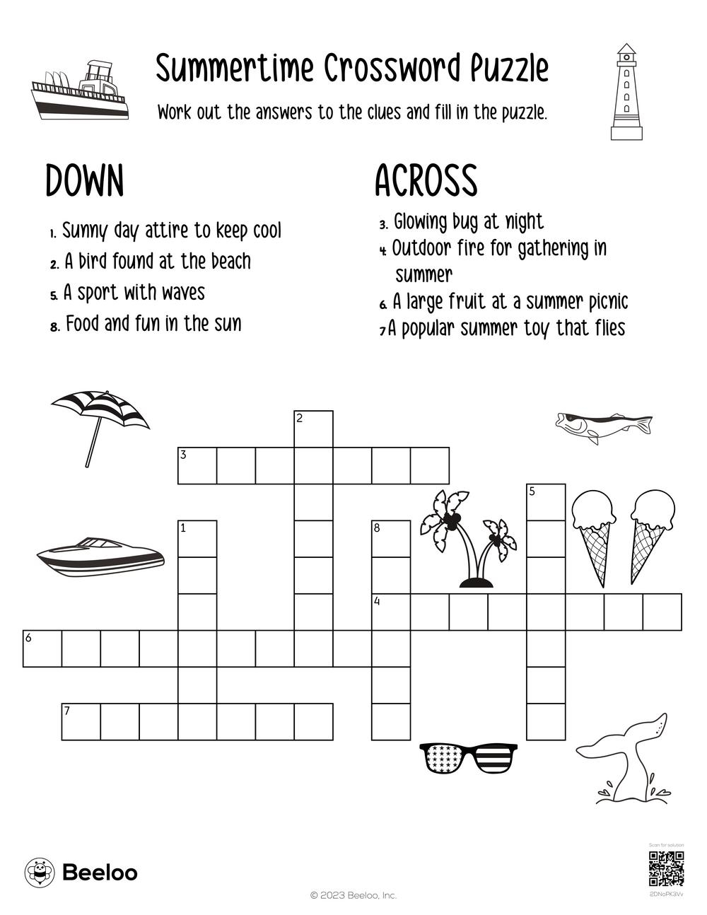 Summer themed Crossword Puzzles Beeloo Printable Crafts And Activities For Kids Summer themed Crossword Puzzles Beeloo Printable Crafts And Activities For Kids