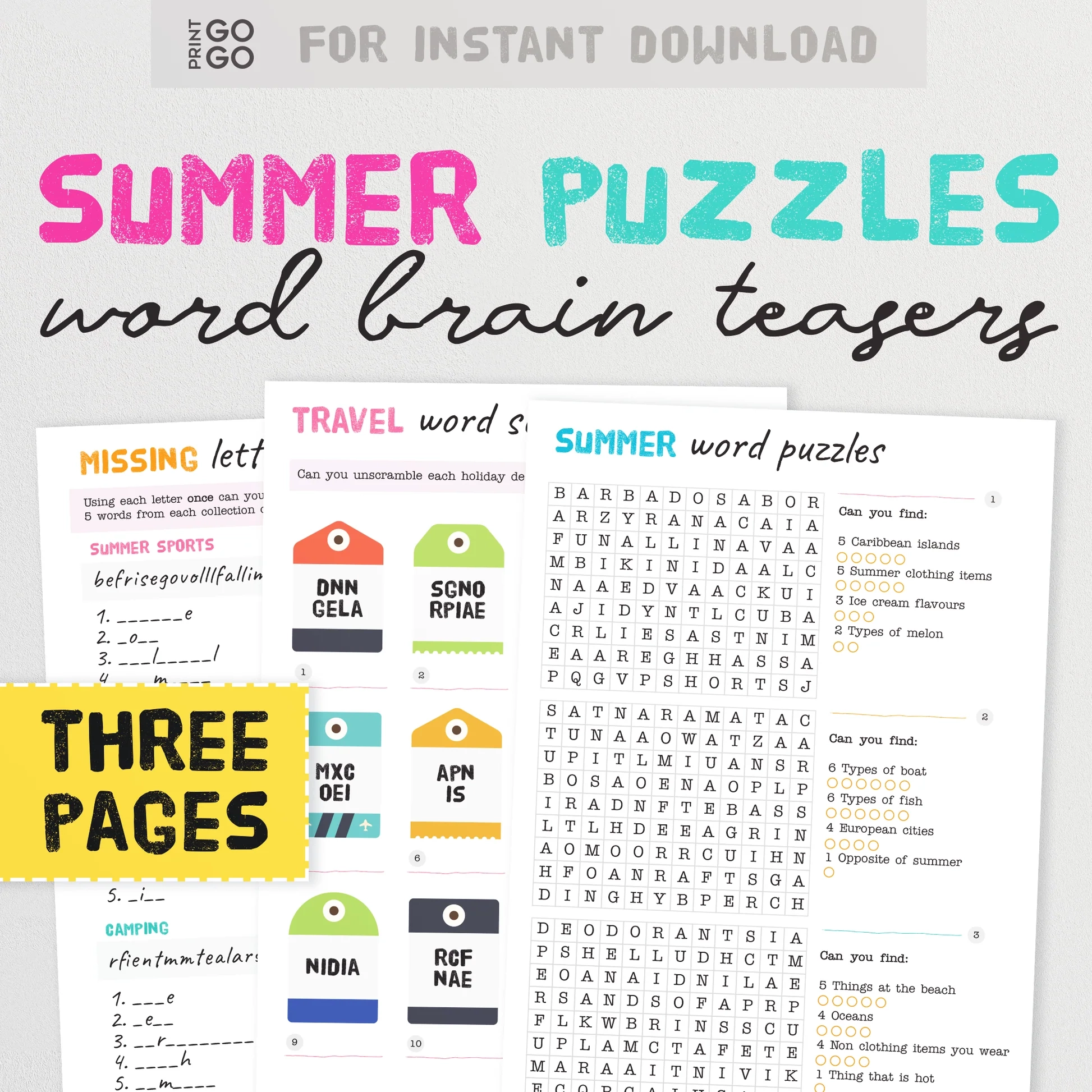Summer Word Puzzles Fun Printable Brain Teaser Games For Families Print GoGo Summer Word Puzzles Fun Printable Brain Teaser Games For Families Print GoGo